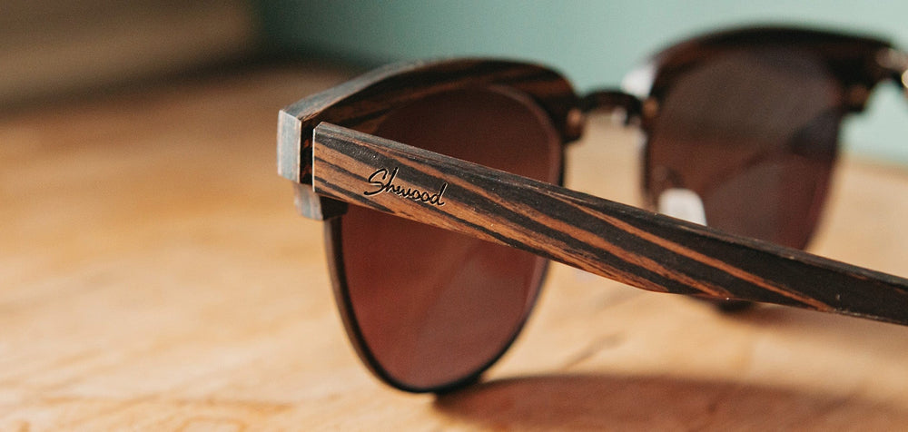 Striped Ebony*Grey + Striped Ebony*Grey Polarized | Shwood Eugene Wood Sunglasses Striped Ebony