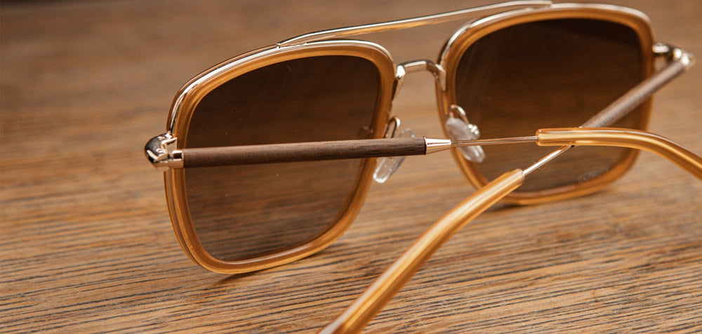 Caramel Gold*Walnut*Brown Fade + Caramel Gold*Walnut*Brown Fade Polarized | Shwood Grant Acetate Sunglasses Caramel Gold